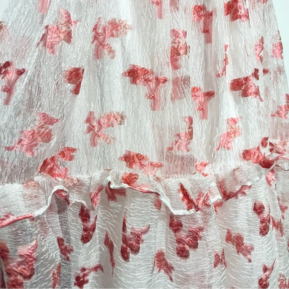 SISTER JANE Rare Midi Puff Smock Dress in Pink Floral Jacquard Size Medium NEW! - Picture 11 of 16